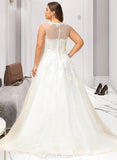 Toni Ball-Gown/Princess Illusion Sweep Train Organza Tulle Lace Wedding Dress With Beading Sequins UKP0017101