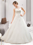 Toni Ball-Gown/Princess Illusion Sweep Train Organza Tulle Lace Wedding Dress With Beading Sequins UKP0017101