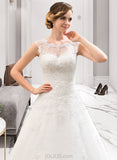 Toni Ball-Gown/Princess Illusion Sweep Train Organza Tulle Lace Wedding Dress With Beading Sequins UKP0017101