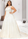 Toni Ball-Gown/Princess Illusion Sweep Train Organza Tulle Lace Wedding Dress With Beading Sequins UKP0017101