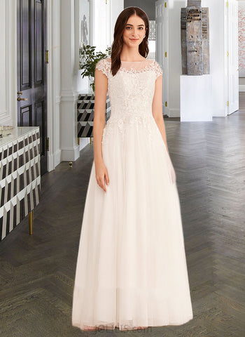 Aliya Ball-Gown/Princess Illusion Floor-Length Tulle Lace Wedding Dress With Lace UKP0017111