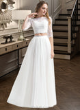 Georgia A-Line Scoop Neck Floor-Length Tulle Lace Wedding Dress UKP0017118