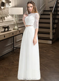 Georgia A-Line Scoop Neck Floor-Length Tulle Lace Wedding Dress UKP0017118