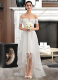 Mila A-Line Asymmetrical Organza Lace Wedding Dress With Sequins UKP0017120