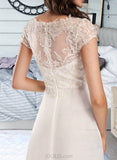 Maryjane A-Line V-neck Asymmetrical Chiffon Wedding Dress With Lace UKP0017122