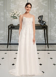 Priscilla A-Line Square Neckline Court Train Tulle Lace Wedding Dress With Beading Sequins UKP0017129