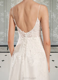 Priscilla A-Line Square Neckline Court Train Tulle Lace Wedding Dress With Beading Sequins UKP0017129