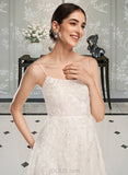 Priscilla A-Line Square Neckline Court Train Tulle Lace Wedding Dress With Beading Sequins UKP0017129