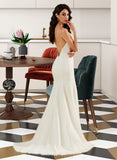 Destinee Trumpet/Mermaid V-neck Court Train Chiffon Wedding Dress UKP0017131