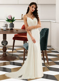 Destinee Trumpet/Mermaid V-neck Court Train Chiffon Wedding Dress UKP0017131