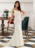 Destinee Trumpet/Mermaid V-neck Court Train Chiffon Wedding Dress UKP0017131