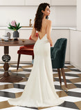 Destinee Trumpet/Mermaid V-neck Court Train Chiffon Wedding Dress UKP0017131