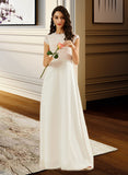 Kaleigh A-Line Scoop Neck Floor-Length Chiffon Wedding Dress With Lace UKP0017134