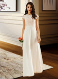 Kaleigh A-Line Scoop Neck Floor-Length Chiffon Wedding Dress With Lace UKP0017134