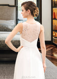 Phyllis A-Line V-neck Sweep Train Chiffon Tulle Wedding Dress With Beading Sequins Cascading Ruffles UKP0017135