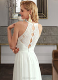 Greta A-Line Scoop Neck Floor-Length Chiffon Lace Wedding Dress UKP0017139