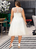 Destiny A-Line Illusion Asymmetrical Tulle Lace Wedding Dress With Ruffle UKP0017144