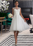 Destiny A-Line Illusion Asymmetrical Tulle Lace Wedding Dress With Ruffle UKP0017144