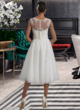 Destiny A-Line Illusion Asymmetrical Tulle Lace Wedding Dress With Ruffle UKP0017144