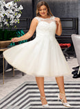 Destiny A-Line Illusion Asymmetrical Tulle Lace Wedding Dress With Ruffle UKP0017144