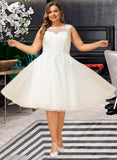 Destiny A-Line Illusion Asymmetrical Tulle Lace Wedding Dress With Ruffle UKP0017144