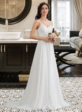 Ashlee A-Line Sweetheart Sweep Train Chiffon Lace Wedding Dress UKP0017151