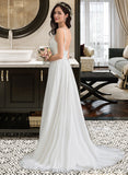 Ashlee A-Line Sweetheart Sweep Train Chiffon Lace Wedding Dress UKP0017151