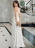 Sara A-Line Scoop Neck Floor-Length Chiffon Lace Wedding Dress UKP0017153