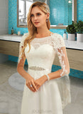 Elaine Scoop Neck Floor-Length Chiffon Lace Wedding Dress With Sequins UKP0017158