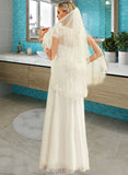 Elaine Scoop Neck Floor-Length Chiffon Lace Wedding Dress With Sequins UKP0017158