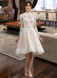 Alanna A-Line Illusion Knee-Length Tulle Lace Wedding Dress UKP0017160