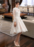 Alanna A-Line Illusion Knee-Length Tulle Lace Wedding Dress UKP0017160