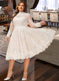 Alanna A-Line Illusion Knee-Length Tulle Lace Wedding Dress UKP0017160