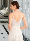 Belinda A-Line V-neck Court Train Tulle Lace Wedding Dress With Sequins UKP0017163