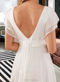 Annalise A-Line Scoop Neck Sweep Train Chiffon Wedding Dress With Beading UKP0017165