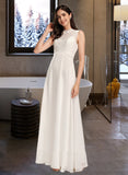 Nellie A-Line Scoop Neck Floor-Length Chiffon Wedding Dress With Lace UKP0017167