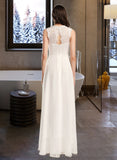 Nellie A-Line Scoop Neck Floor-Length Chiffon Wedding Dress With Lace UKP0017167