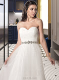 Aaliyah A-Line Sweetheart Tea-Length Satin Tulle Wedding Dress With Ruffle Beading Sequins UKP0017172