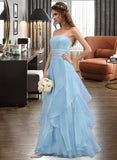 Nadia A-Line Sweetheart Floor-Length Organza Charmeuse Wedding Dress With Cascading Ruffles UKP0017179