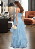 Nadia A-Line Sweetheart Floor-Length Organza Charmeuse Wedding Dress With Cascading Ruffles UKP0017179