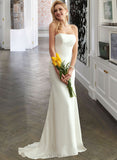 Ayana Trumpet/Mermaid Strapless Sweep Train Stretch Crepe Wedding Dress UKP0017185