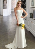 Ayana Trumpet/Mermaid Strapless Sweep Train Stretch Crepe Wedding Dress UKP0017185