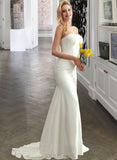 Ayana Trumpet/Mermaid Strapless Sweep Train Stretch Crepe Wedding Dress UKP0017185