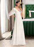 Kayden Sheath/Column V-neck Floor-Length Chiffon Wedding Dress With Lace UKP0017188