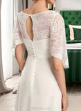 Kayden Sheath/Column V-neck Floor-Length Chiffon Wedding Dress With Lace UKP0017188