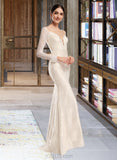 Gabrielle Trumpet/Mermaid Illusion Court Train Chiffon Lace Wedding Dress With Beading UKP0017193