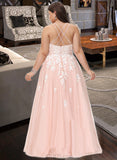 Sidney Ball-Gown/Princess Square Floor-Length Tulle Prom Dresses With Sequins UKP0017230