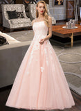 Sidney Ball-Gown/Princess Square Floor-Length Tulle Prom Dresses With Sequins UKP0017230