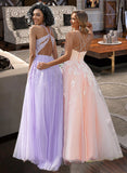 Sidney Ball-Gown/Princess Square Floor-Length Tulle Prom Dresses With Sequins UKP0017230