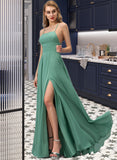 Harriet A-Line Square Floor-Length Chiffon Prom Dresses UKP0017233